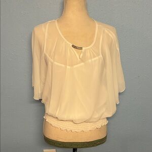 By & By white cinch blouse small